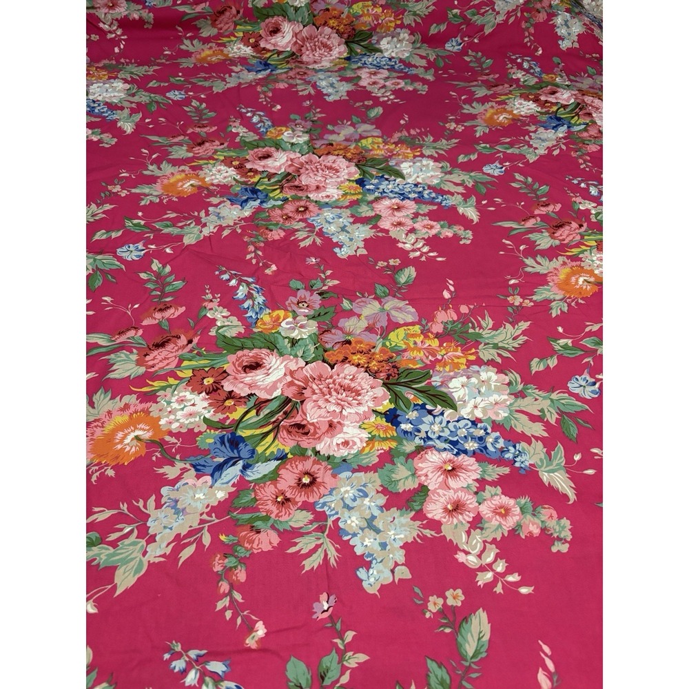 Vtg Ralph Lauren Southampton Fuschia Duvet Cover Full Queen Size Floral Ruffled